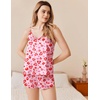 image:imageEkouaer Silk Pajamas Set for Women Satin Camisole Sleepwear Lingerie VNeck Cami Top and Shorts PjsLeopard Heart