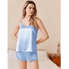 image:imageEkouaer Silk Pajamas Set for Women Satin Camisole Sleepwear Lingerie VNeck Cami Top and Shorts PjsLight Blue