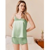 image:imageEkouaer Silk Pajamas Set for Women Satin Camisole Sleepwear Lingerie VNeck Cami Top and Shorts PjsLight Green
