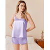 image:imageEkouaer Silk Pajamas Set for Women Satin Camisole Sleepwear Lingerie VNeck Cami Top and Shorts PjsLight Purple