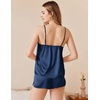 image:imageEkouaer Silk Pajamas Set for Women Satin Camisole Sleepwear Lingerie VNeck Cami Top and Shorts PjsNavy Blue