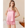 image:imageEkouaer Silk Pajamas Set for Women Satin Camisole Sleepwear Lingerie VNeck Cami Top and Shorts PjsPink