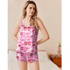 image:imageEkouaer Silk Pajamas Set for Women Satin Camisole Sleepwear Lingerie VNeck Cami Top and Shorts PjsPink Lips Heart