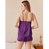 image:imageEkouaer Silk Pajamas Set for Women Satin Camisole Sleepwear Lingerie VNeck Cami Top and Shorts PjsPurple