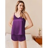 image:imageEkouaer Silk Pajamas Set for Women Satin Camisole Sleepwear Lingerie VNeck Cami Top and Shorts PjsPurple