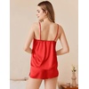 image:imageEkouaer Silk Pajamas Set for Women Satin Camisole Sleepwear Lingerie VNeck Cami Top and Shorts PjsRed