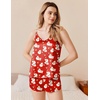 image:imageEkouaer Silk Pajamas Set for Women Satin Camisole Sleepwear Lingerie VNeck Cami Top and Shorts PjsRed Santa Bell