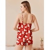 image:imageEkouaer Silk Pajamas Set for Women Satin Camisole Sleepwear Lingerie VNeck Cami Top and Shorts PjsRed Santa Bell