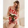 image:imageEkouaer Silk Pajamas Set for Women Satin Camisole Sleepwear Lingerie VNeck Cami Top and Shorts PjsRed Santa Bell