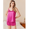image:imageEkouaer Silk Pajamas Set for Women Satin Camisole Sleepwear Lingerie VNeck Cami Top and Shorts PjsRose Red