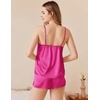 image:imageEkouaer Silk Pajamas Set for Women Satin Camisole Sleepwear Lingerie VNeck Cami Top and Shorts PjsRose Red