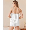 image:imageEkouaer Silk Pajamas Set for Women Satin Camisole Sleepwear Lingerie VNeck Cami Top and Shorts PjsWhite