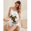 image:imageEkouaer Silk Pajamas Set for Women Satin Camisole Sleepwear Lingerie VNeck Cami Top and Shorts PjsWhite