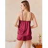 image:imageEkouaer Silk Pajamas Set for Women Satin Camisole Sleepwear Lingerie VNeck Cami Top and Shorts PjsWine Red