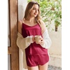 image:imageEkouaer Silk Pajamas Set for Women Satin Camisole Sleepwear Lingerie VNeck Cami Top and Shorts PjsWine Red