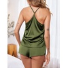 image:imageEkouaer Silk Pajamas Set for Women Satin Lingerie Pjs Cami Top and Shorts Soft 2 Piece NightwearArmy Green