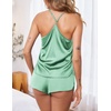 image:imageEkouaer Silk Pajamas Set for Women Satin Lingerie Pjs Cami Top and Shorts Soft 2 Piece NightwearGossamer Green