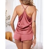 image:imageEkouaer Silk Pajamas Set for Women Satin Lingerie Pjs Cami Top and Shorts Soft 2 Piece NightwearPaleviolet Red