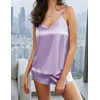 image:imageEkouaer Silk Pajamas for Women Satin Cami Pjs Set V Neck Camisole Shorts Set Adjustable Strap SleepwearLavender
