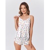 image:imageEkouaer Silk Pajamas for Women Satin Cami Pjs Set V Neck Camisole Shorts Set Adjustable Strap SleepwearWhite Heart