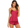 image:imageEkouaer Silk Pajamas for Women Satin Cami Pjs Set V Neck Camisole Shorts Set Adjustable Strap SleepwearWine Red