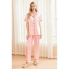 image:imageEkouaer Silk Pajamas for Women Set Satin Pjs Soft Short Sleeve Button Down Sleepwear 3 Piece Loungewear SXXLApink
