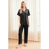 image:imageEkouaer Silk Pajamas for Women Set Satin Pjs Soft Short Sleeve Button Down Sleepwear 3 Piece Loungewear SXXLBlack