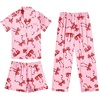 image:imageEkouaer Silk Pajamas for Women Set Satin Pjs Soft Short Sleeve Button Down Sleepwear 3 Piece Loungewear SXXLBow