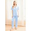 image:imageEkouaer Silk Pajamas for Women Set Satin Pjs Soft Short Sleeve Button Down Sleepwear 3 Piece Loungewear SXXLClear Blue