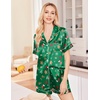image:imageEkouaer Silk Pajamas for Women Set Satin Pjs Soft Short Sleeve Button Down Sleepwear 3 Piece Loungewear SXXLGreen Christmas