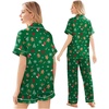 image:imageEkouaer Silk Pajamas for Women Set Satin Pjs Soft Short Sleeve Button Down Sleepwear 3 Piece Loungewear SXXLGreen Christmas