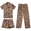 image:imageEkouaer Silk Pajamas for Women Set Satin Pjs Soft Short Sleeve Button Down Sleepwear 3 Piece Loungewear SXXLLeopard