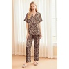 image:imageEkouaer Silk Pajamas for Women Set Satin Pjs Soft Short Sleeve Button Down Sleepwear 3 Piece Loungewear SXXLLeopard