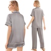 image:imageEkouaer Silk Pajamas for Women Set Satin Pjs Soft Short Sleeve Button Down Sleepwear 3 Piece Loungewear SXXLLight Grey