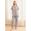 image:imageEkouaer Silk Pajamas for Women Set Satin Pjs Soft Short Sleeve Button Down Sleepwear 3 Piece Loungewear SXXLLight Grey