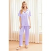 image:imageEkouaer Silk Pajamas for Women Set Satin Pjs Soft Short Sleeve Button Down Sleepwear 3 Piece Loungewear SXXLLilac