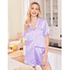 image:imageEkouaer Silk Pajamas for Women Set Satin Pjs Soft Short Sleeve Button Down Sleepwear 3 Piece Loungewear SXXLLilac