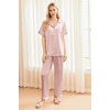 image:imageEkouaer Silk Pajamas for Women Set Satin Pjs Soft Short Sleeve Button Down Sleepwear 3 Piece Loungewear SXXLLotus Pink