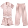 image:imageEkouaer Silk Pajamas for Women Set Satin Pjs Soft Short Sleeve Button Down Sleepwear 3 Piece Loungewear SXXLLotus Pink