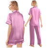 image:imageEkouaer Silk Pajamas for Women Set Satin Pjs Soft Short Sleeve Button Down Sleepwear 3 Piece Loungewear SXXLMauve Red