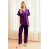 image:imageEkouaer Silk Pajamas for Women Set Satin Pjs Soft Short Sleeve Button Down Sleepwear 3 Piece Loungewear SXXLPurple