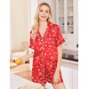 image:imageEkouaer Silk Pajamas for Women Set Satin Pjs Soft Short Sleeve Button Down Sleepwear 3 Piece Loungewear SXXLRed Christmas