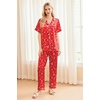 image:imageEkouaer Silk Pajamas for Women Set Satin Pjs Soft Short Sleeve Button Down Sleepwear 3 Piece Loungewear SXXLRed Christmas