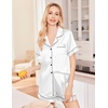image:imageEkouaer Silk Pajamas for Women Set Satin Pjs Soft Short Sleeve Button Down Sleepwear 3 Piece Loungewear SXXLWhite
