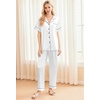 image:imageEkouaer Silk Pajamas for Women Set Satin Pjs Soft Short Sleeve Button Down Sleepwear 3 Piece Loungewear SXXLWhite