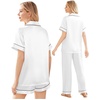 image:imageEkouaer Silk Pajamas for Women Set Satin Pjs Soft Short Sleeve Button Down Sleepwear 3 Piece Loungewear SXXLWhite