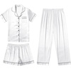 image:imageEkouaer Silk Pajamas for Women Set Satin Pjs Soft Short Sleeve Button Down Sleepwear 3 Piece Loungewear SXXLWhite