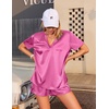 image:imageEkouaer Silk Pajamas for Women Short Sleeve Satin Sleepwear Twopiece Pjs Set Soft V Neck LoungewearSXXLHot Pink
