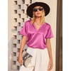 image:imageEkouaer Silk Pajamas for Women Short Sleeve Satin Sleepwear Twopiece Pjs Set Soft V Neck LoungewearSXXLHot Pink