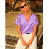 image:imageEkouaer Silk Pajamas for Women Short Sleeve Satin Sleepwear Twopiece Pjs Set Soft V Neck LoungewearSXXLLight Purple